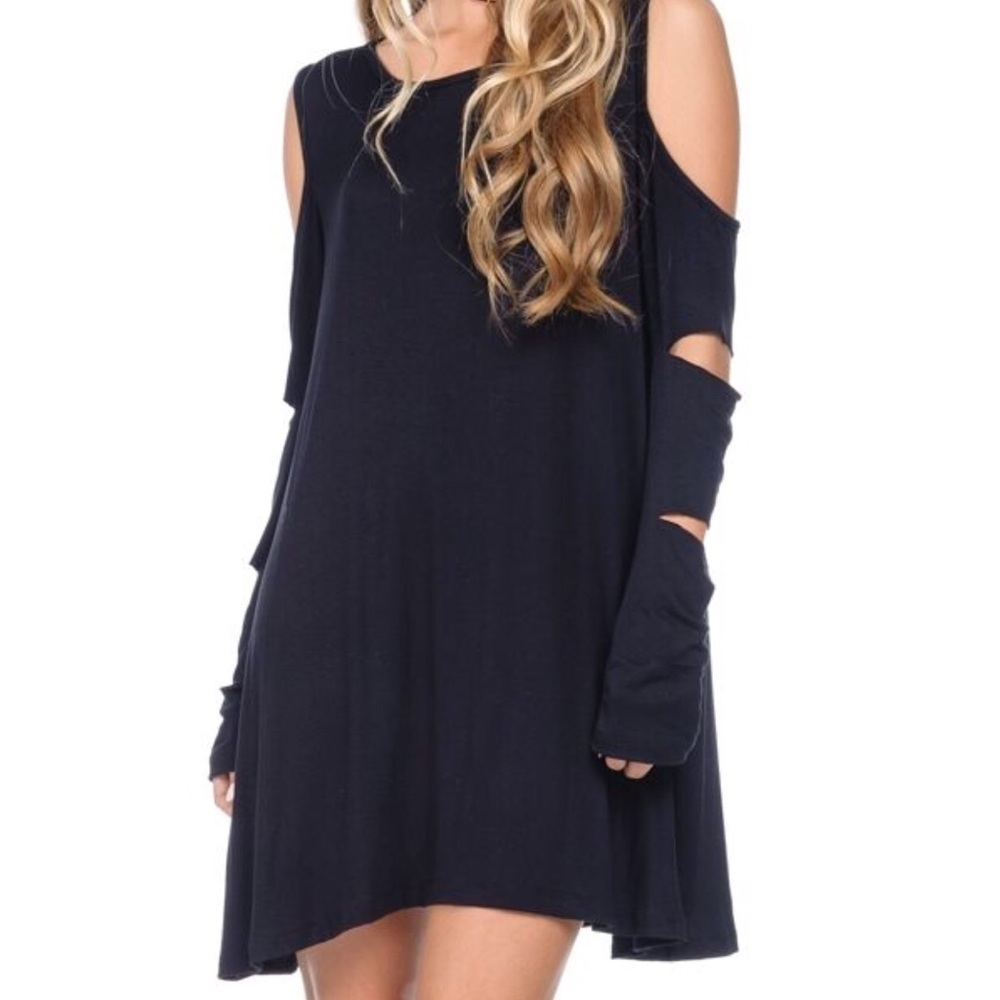 NWT black long sleeve dress with cutouts